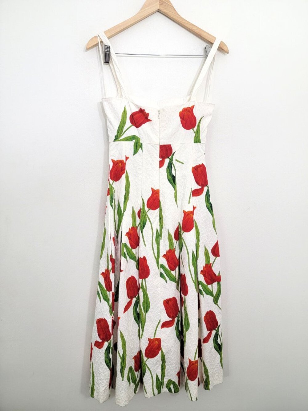 Oscar de la Renta Degradé Tulip Cloque Midi Dress White 4 - Picture 9 of 13